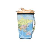 Manchon isotherme réutilisable en néoprène pour café glacé avec poignée, motif carte du monde politique pour boissons froides 473,6 à 530,3 g