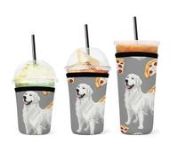 Manchon isotherme réutilisable en néoprène pour tasse à café glacé, porte-gobelet pour café glacé, manchon durable pour boissons froides, motif pizza des Pyrénées