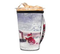 Manchon isotherme réutilisable pour café glacé avec poignée, motif train à vapeur d'hiver, en néoprène, motif flocon de neige, pour boissons froides, boissons de 887 ml à 946 ml