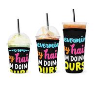 Manchon isotherme réutilisable pour gobelet glacé avec citation « Ne vous occupez pas de mes cheveux, je fais les vôtres », manchon durable pour boissons froides, porte-gobelet pour café glacé