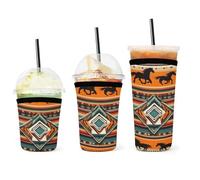 Manchon isotherme réutilisable pour gobelet glacé, motif attrape-rêves ethnique amérindien du Sud-Ouest, manchon durable pour boissons froides, porte-gobelet pour café glacé