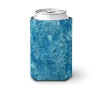 Manchon isotherme simple et plat pour canette de bière, texture bleu métallique brillant, pour fête, plage, événement, maison