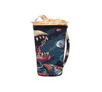 Manchon réutilisable pour café glacé avec poignée, motif dinosaure astronaute, universel, isolant, pour boissons froides de 473,6 à 510,3 g