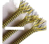 Manchon Tressé en Fil De Coton PP + Tube Maille Tissé Pet, Largeur 4/812mm, Câble Données Audio, Couverture Protection des Fils Voiture(Yellow,Width4mm,5m)