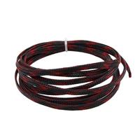 Manchon tressé Gaine tressée Extensible, Presse-étoupe en Pet serré de Longueur 3/5/10m, Manchon câble Protection Haute densité 1 pièce(Black Red,4MMx3 Meters)
