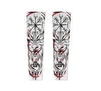 Manchons de Bras à Motif de Style Viking for Hommes et Femmes - Couvre-Tatouage - Manchon de Sports de Plein Air Anti-UV (Color : Viking fenrir, Size : XL)
