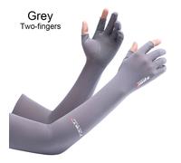 Manchons De Bras De Glace Respirants À Cinq Doigts,1 Paire,Manchettes De Protection Contre Le Soleil,Sport De Plein Air,Équitation,Course,En Soie Fraîche - Type Gray-Two-Fingers