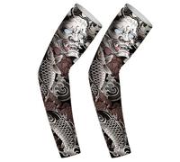 Manchons de bras pour tatouage | Protection solaire pour dissipation de la chaleur | Protection solaire comprenant Koi, Dragon, Tigre, Bête mythique, Couverture de compression en soie glacée Long Cov