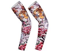 Manchons de bras pour tatouage | Protection solaire pour dissipation de la chaleur | Protection solaire comprenant Koi, Dragon, Tigre, Bête mythique, Couverture de compression en soie glacée Long Cov