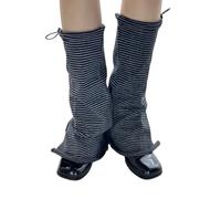Manchons de jambe tendance coréenne avec cordon de serrage pour femme, chaussettes évasées sans pieds, guêtres élastiques, Noir , taille unique