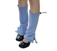 Manchons de jambe tendance coréenne avec cordon de serrage pour femme, chaussettes évasées sans pieds, guêtres élastiques, bleu, taille unique