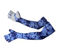 Manchons de Protection Solaire Demi-doigts en Soie Glacée Bleus pour Hommes