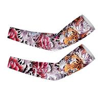 Manchons de protection temporaires pour tatouages - Protection solaire : Koi, dragon, tigre, bête mythique, couverture en soie glacée - Longue couverture de compression solaire, E : Tigre rugissant