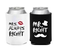 Manchons de refroidissement de la canette de bière : l'enveloppe isolée du couple, M. et Mme Munas en néoprène | Support de boisson antidérapant pour boissons gazeuses, bouteilles, verres, parfait