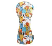 Manchons de tête de raquette de golf, casquettes de club de golf amusantes, casquette de raquette de pilote en tissu PU avec dessin animé de chat | Casquettes de club de golf imperméables et