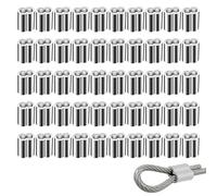 Manchons En Aluminium 4mm, 50 Pièces Manchons À Sertir À Double Virole En Aluminium, Clip À Sertir, Ferrules À Virole Pour Câble Métallique Et Câble De 4mm De Diamètre