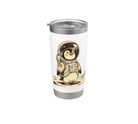 Manchot Astronaute Lune Espace Retro Design Mignon Gobelet isotherme en acier inoxydable double paroi
