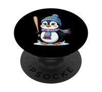 Manchot d’Hiver avec Bonnet et Batte de Baseball PopSockets PopGrip Adhésif
