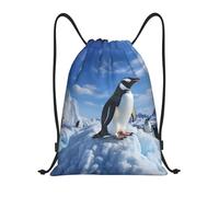 Manchot des Montagnes des Neiges Sac De Natation Sacs De Sports Unisexe Randonnée Sac À Cordon pour Hommes Femmes Déjeuner 36X42Cm