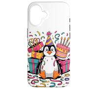 Manchot Gâteaux Confettis Anniversaire Fête Manchots Coque pour iPhone 16