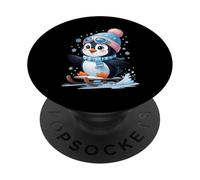 Manchot Mignon en Luge avec Bonnet et écharpe PopSockets PopGrip Adhésif