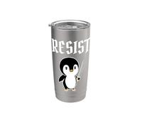 Manchot mignon Kawaii avec couteau de protestation politique Gobelet isotherme en acier inoxydable double paroi