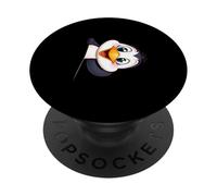 Manchot Mignon Qui se penche Illustration Animale Cartoon PopSockets PopGrip Adhésif