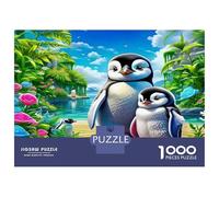 Manchot, Puzzle de Casse-tête Classique en Carton, manchots dans Un Jardin Tropical, interactif, Anti-Ennui, 38x26cm/1000pcs