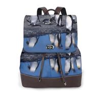 Manchot,Sac à dos imperméable pour femme, sac à dos de voyage léger en cuir PU tendance