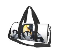 Manchots Empereurs avec des Enfants dans La Neige, Sac de Voyage de Grande capacité, Sac à Main Rond, Sac de Voyage de Sport, fourre-Tout, Sac de Fitness