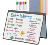 MandA® Tableau Blanc Magnétique - 2 × A5 Pliables + 8 Marqueurs Couleurs + 3 Double Pointe + Gamuza - Ardoise blanche Infantile Effaçable pour Enfants, Étudiants et Bureau |Gris