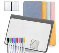 MandA® Tableau blanc petit tableau noir pliable, effaçable et portable | 2 x A5 + 11 marqueurs + chiffon - Carnet pour tableau blanc | Accessoires de bureau | Étudier | Jaune