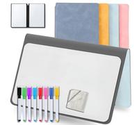 MandA® Tableau blanc petit tableau noir pliable, effaçable et portable | Tableau magnétique | 2 x A5 + 11 marqueurs + chiffon - Carnet en ardoise | Accessoires de bureau | Étudier | Bleu
