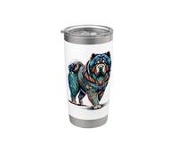 Mandala Art Chow Chow Gobelet isotherme en acier inoxydable double paroi