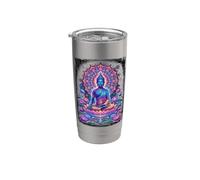 Mandala Bouddha Lotus Coloré pour un Esprit Zen Gobelet isotherme en acier inoxydable double paroi
