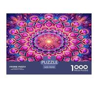 Mandala Brillant Papier Puzzle Jeu De Société Adulte Activités Familiales Stimulantes 1000 Pièces Starry Fleur Casse-tête Qualité Premium pour Adultes 70x50cm/1000pcs