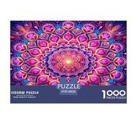 Mandala Brillant Puzzles Jeu De Puzzle Activités Familiales Stimulantes 1000 Pieces Starry Fleur Puzzles Classiques Qualité Premium pour Adultes 38x26cm/1000pcs
