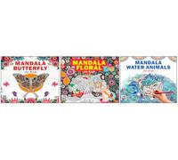 Mandala Butterfly + Floral + Water Animals Art Designs Pattern Colouring Books For Kids | Sea Animals Art | Kids Art Colouring Set | Creative Drawing Book | Ocean Animal Art | Butterfly Pages For Chil