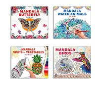 Mandala Butterfly + Sea Animals + Fruits & Vegetables + Birds Art Designs Pattern Colouring Books For Kids | Fruits Delight | Ocean Animals | Wild Creatures | Bird Sketches | Magical Swirls | Wonders