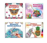 Mandala Butterfly + Unicorn + Sea Animals + Fruits & Vegetables Art Designs Pattern Colouring Books For Kids | Kids Drawing | Floral Patterns | Unicorn Dreams | Fruits Delight | Ocean Animals | Wild C