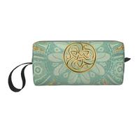 Mandala Celtique Doux Vert Sauge Et Or, Trousse de Maquillage Trousse à cosmétiques Trousse de Toilette de Voyage Portable Pochette de Maquillage