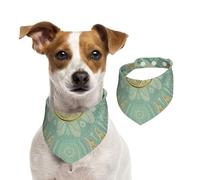 Mandala Celtique Vert Sauge Doux et Or,Bandanas pour Chien, écharpe en Coton, Bavoirs réglables pour Animaux de Compagnie,L