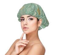 Mandala celtique vert sauge doux et or,Bonnet de nuit en satin pour adulte - Bonnet de nuit élastique pour femme, couvre-cheveux de nuit