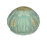 Mandala celtique vert sauge et or doux,Bonnet de douche/bonnet de nuit double couche imperméable et élastique, bonnet de bain réutilisable