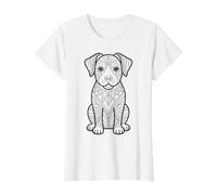 Mandala Chien à Peindre soi-même T-Shirt Graphique avec Valeur, Femme, Blanc, XL