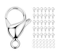 Mandala Crafts Lot de 100 fermoirs mousquetons en acier inoxydable pour la fabrication de bijoux - Argenté - 15 x 10 mm