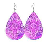 Mandala Cube Sacré Boucles D’Oreilles En Cuir Décontractées Boucles D'Oreilles Pendantes Vintage Boucle D'Oreille Pour Mariage Décorations Quotidien