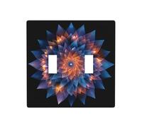 Mandala d'éclats géométriques double gang couvercle de lumière plaque murale interrupteur décor taille standard - 11,4 x 11,4 cm