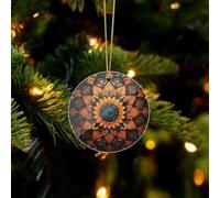 Mandala Décorations de Noël circulaires à suspendre en acrylique pour décoration d'intérieur ou d'extérieur