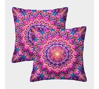 Mandala Design-Vibrant Psychedelic Art Housse Coussin 2 Pièces Available All Seasons Taie d'oreiller Decoratif Housses De Coussin Canape Luxe pour Siège Maison 50x50cm